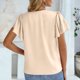 thumbnail image 5 of TaTaai Women's V-neck short sleeve top, solid color, ruffled sleeve design, casual stylish, soft breathable fabric, pullover style, ideal for daily outings & brunch dates Gift, 5 of 8