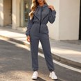 thumbnail image 7 of Women Solid Hooded Long Sleeve Jumpsuit, Full Zip Up Casual Jogger Jumpsuit for Winter Daily Casual Wear Gray XL(XL), 7 of 7