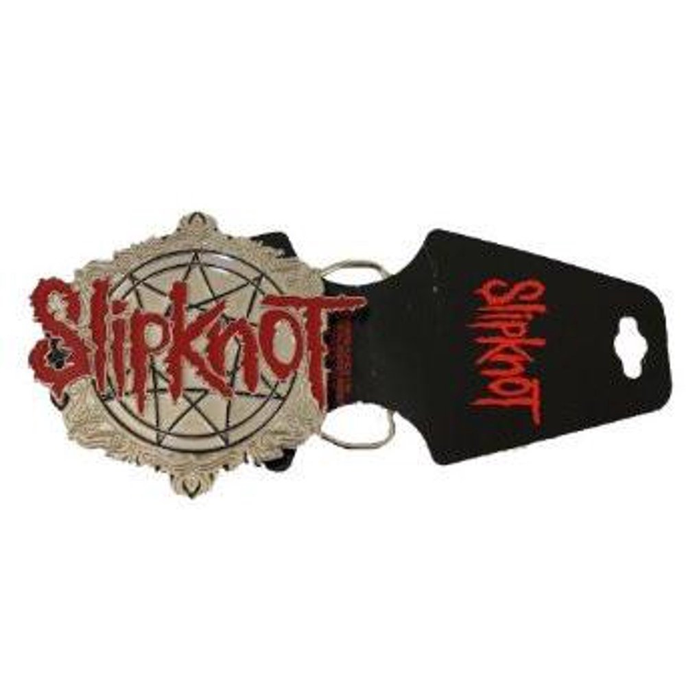 Slipknot Slipknot Metal Belt Buckle Red Name Logo Over NinePoint