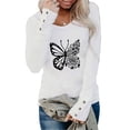 thumbnail image 1 of Moda mujer casual impreso cuello redondo manga larga otoño blusa pullver tops Pompotops FGAJ7008, 1 of 5