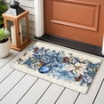 thumbnail image 4 of Blue Poinsettia Christmas Entryway Rug 2'x3'&nbsp; Non Slip Front Door Mats, Xmas Botanical Balls Snowflake Retro Entrance Rugs Indoor Outdoor Carpet, Floor Mats Small Area Rug for Bedroom Kitchen, 4 of 8