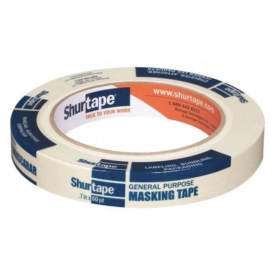 SHURTAPE CP 105 Masking Tape,18mm W x 55m L,Crepe Paper