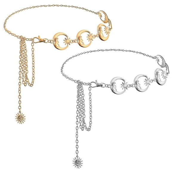 Pack Metal Moon Waist Chain Gold And Silver Chain Belt
