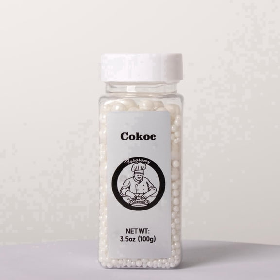 COKOC White Pearl Sprinkles, Edible Sugar Pearls for Cake Decorating, Cupcake Cookie Toppings, Candy Baking Decorations for Weddings, Holidays Parties, 4.23 oz