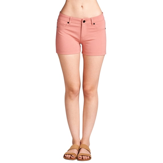 TheLovely Women's & Juniors Classic Casual 5 Pockets Ponte Solid Shorts