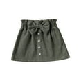 thumbnail image 2 of Spazoro Toddler Girls Elastic Waist Skirts, Corduroy Breathable Bow Knot Solid A-Line Skirts for Child Girls Green Size 5-6 T, 2 of 7