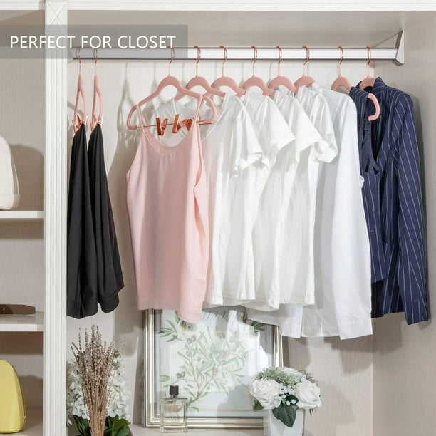 MIZGI Premium Velvet Hangers (50 Pack) Heavy Duty - Non Slip Felt Hangers -  Blush Pink - Rose Gold 360 Degree Swivel Hooks,Space Saving Clothes Hangers,Durable  Strong Hangers for Suits,Coats,Dress