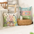 thumbnail image 5 of hofaaa Happy Easter Bunny Eggs Colorful Throw Pillow Cover, 18 x 18 Inch Happy Easter Stripes Cushion Case Decoration for Sofa Couch Set of 4, 5 of 6