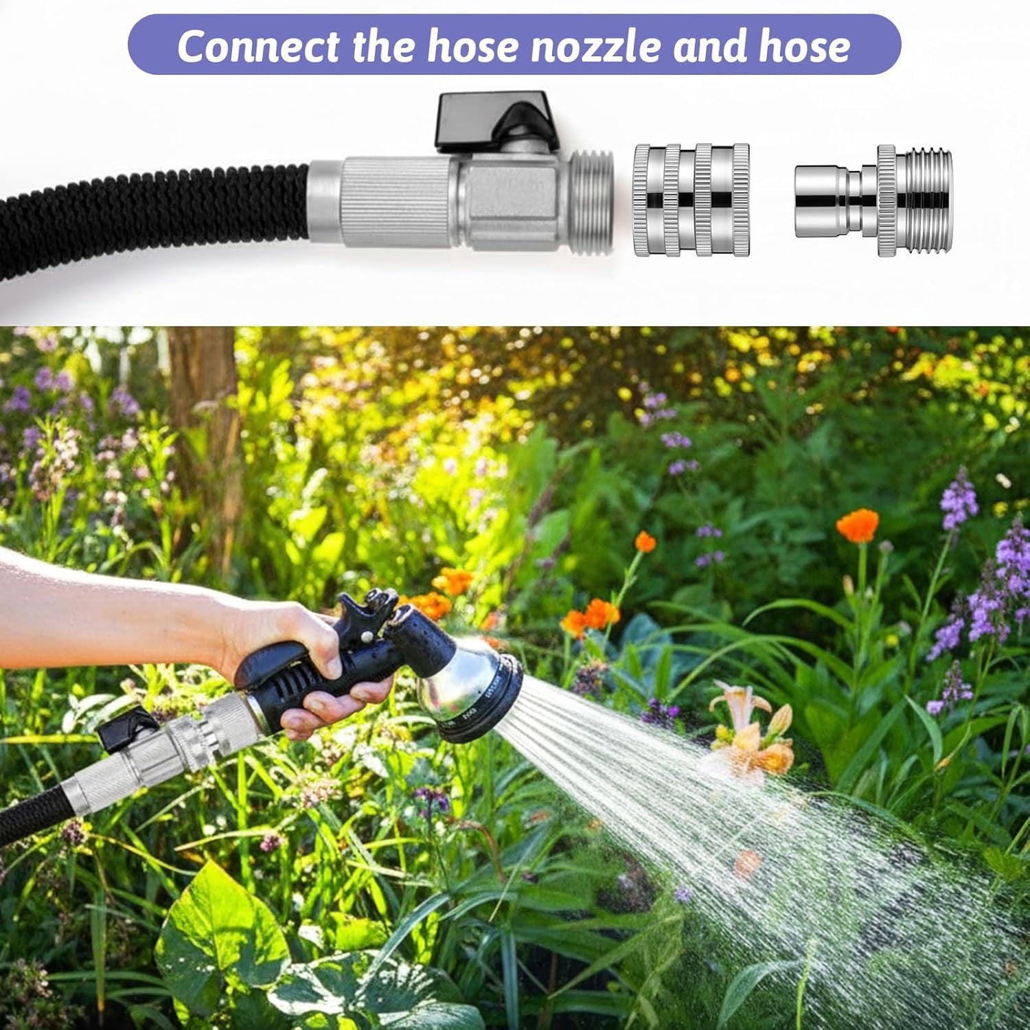 2026 New Stainless Steel Garden Hose Quick Connect Fittings Set, 5 Pack 3/4 Inch GHT Water Hose Fittings, Water Hoses Quick Connect Fitting, Heavy Duty Quicks Release Connector Garden Hoses Sprayers