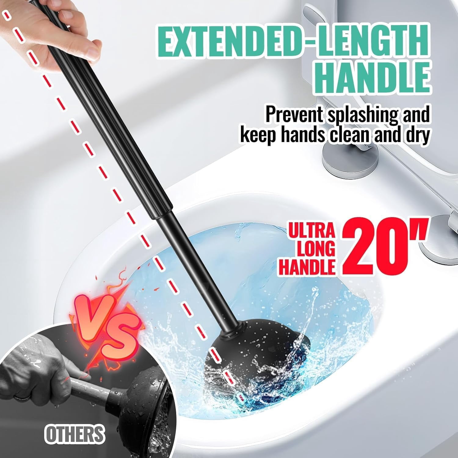 2 Pack 4 In 1 Toilet Brush And Plunger Set With Crevice Cleaning  Extra Long Handle Plungers For Bathroom Accessories Holder Black