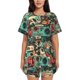thumbnail image 1 of Balery Retro Pop Art Collage Conjunto de Pijama para Mujer con Estampado, Dos Piezas de Manga Corta y Shorts, Ropa de Dormir Suave con Cuello Redondo y Bolsillos-4X-Large, 1 of 6