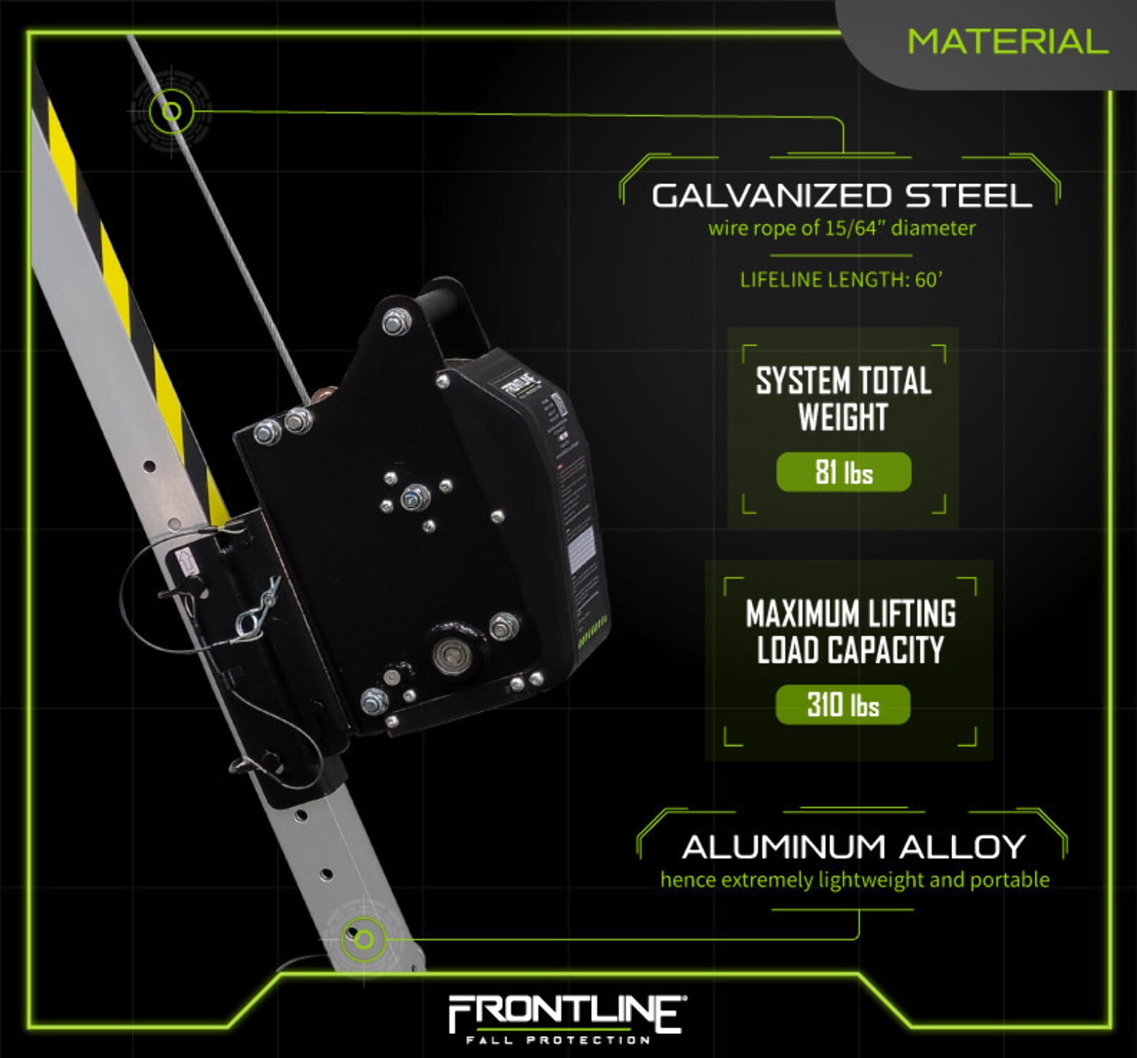 Frontline TAN07RU Confined Space Kit 7' Aluminum Tripod with Winch 60'
