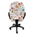 thumbnail image 3 of Flower Office Chair Slipcover, Colorful Flourishing Daisies with Leaves Design in Irregular Order Doodle Art, Protective Stretch Decorative Fabric Cover, Standard Size, Multicolor, by Ambesonne, 3 of 5