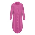 thumbnail image 6 of LLYwey Summer Collared Shirt Dresses for Women 2025 Trendy Casual Long Sleeve Button Down Tie Waist Cover up Midi Dresses with Pockets, Sun-8, Pinksy, S, 6 of 8