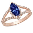 thumbnail image 7 of Halo Engagement Ring for Women - 1.2ct Simulated Tanzanite in 14K Rose Gold Promise Ring, 7 of 7