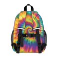 thumbnail image 3 of Yellow and Purple Tie Dye Pattern Backpack for School, Cute School Bag with Adjustable Shoulder Straps and Padded Back, 15"x11.42"x5.5", 3 of 3