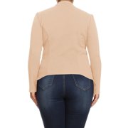 Women's Plus Size Casual Long Sleeves Open Front Solid Office Work Wear Blazer Jacket