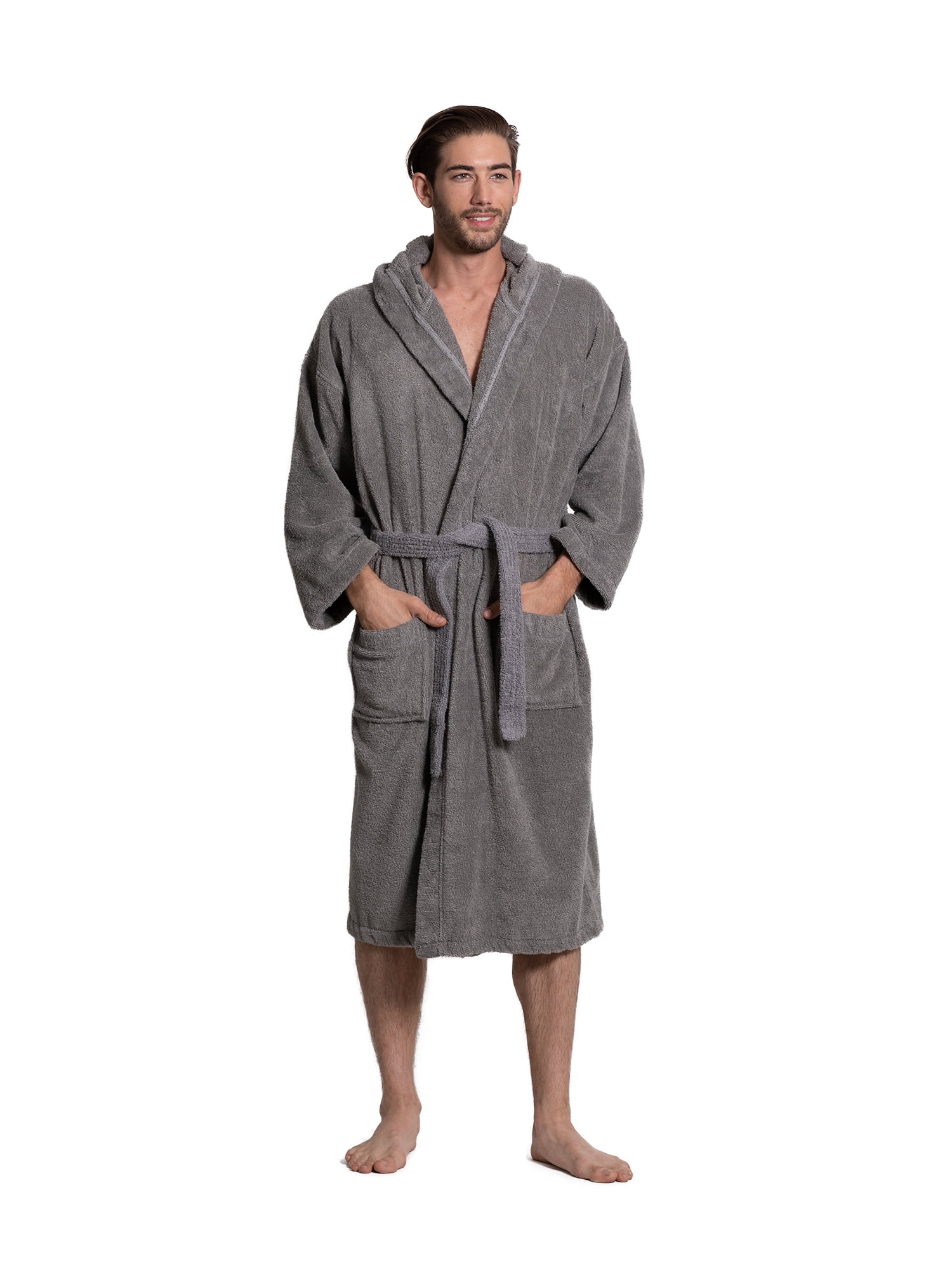 Unisex 100% Cotton Terry Toweling Hooded Bath Robe Dressing Gown Soft & Cozy 