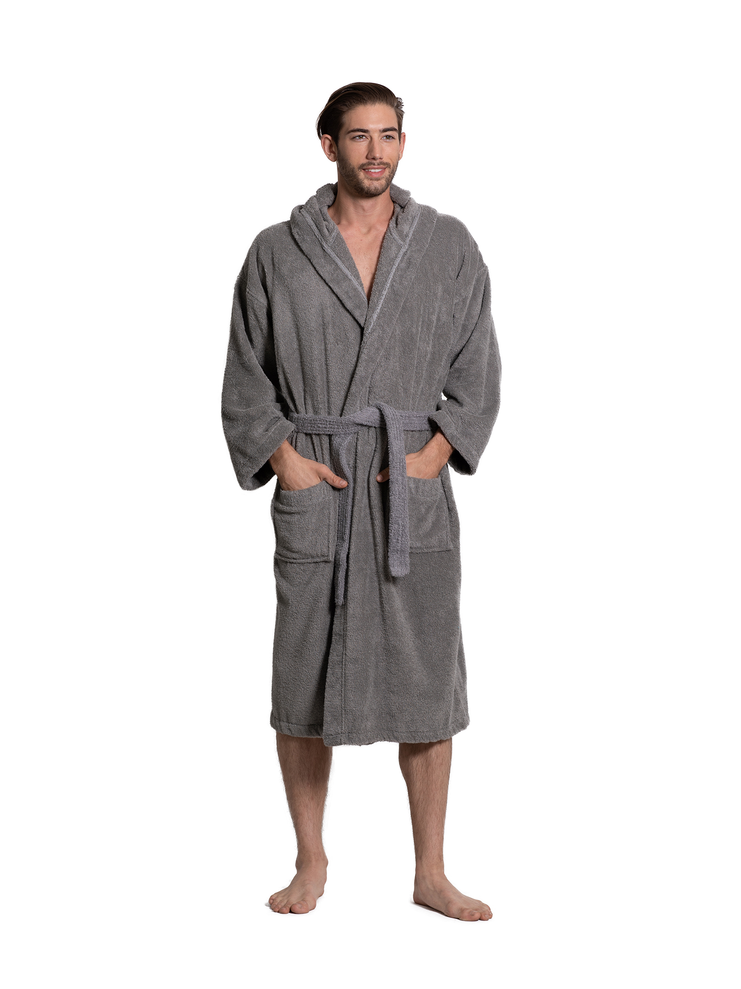 Turkuoise Men/'s Turkish Terry Cloth Robe Thick Hooded Bathrobe
