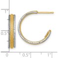 thumbnail image 3 of 14K Two-Tone Treasure-Worthy, Chic, Charming Polished 20.7 Mm Rhodium Textured Woven 4Mm X 20Mm J-Hoop Post Earrings, 3 of 3