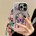 thumbnail image 4 of Compatible for iPhone 15 Pro Case with Phone Charm Chain,Pink Butterfly Stars Moon Matte Frosted Cute Phone Case for iPhone 15 Pro Women Girly Protective Case, 4 of 14
