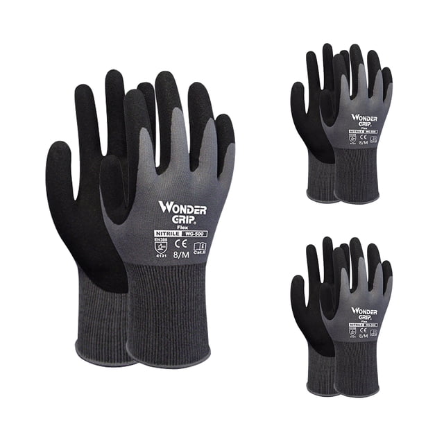 3 Pares De Guantes De Trabajo Impregnados De Nitrilo, Guantes De Seguridad Para Almacén De CACAGOO Talla M