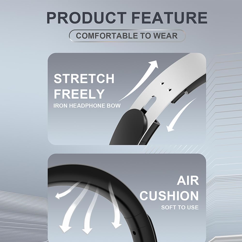 Hi-Fi Stereo Wireless Headphone Active Noise Cancellation Bluetooth 5.3 Headset with Detachable Microphone Ultra Comfortable and Full Ear Coverage Lightweight Foldable Earphone