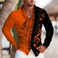 thumbnail image 1 of Camisa de verano para hombre con estampado de símbolo de instrumento musical, cuello tipo cárdigan, camisa informal de calle de un solo pecho, 1 of 6
