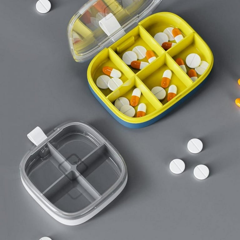 Pill Case for Purse Small Pill Organizer Portable Travel Daily Pill  Containers AM & PM Mini Pill Box Vitamin, Fish Oil, Supplement Holder (1  PCS