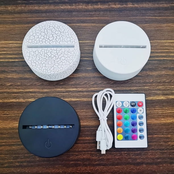 Base de luz nocturna 3D con control remoto táctil, luz nocturna LED acrílica colorida, base de carga USB, lámpara de escritorio