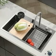 thumbnail image 3 of Multifunctional Waterfall Kitchen Sink 26" Stainless Steel Single Bowl Drop in Sink, 3 of 9