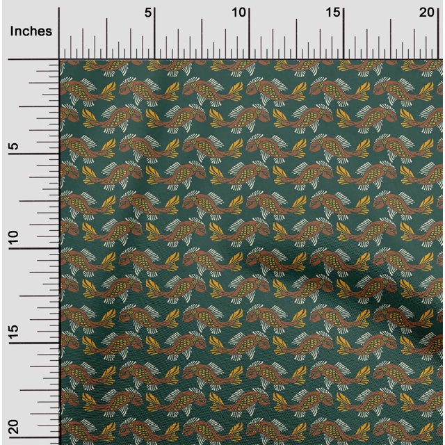 oneOone Cotton Flex Fabric Fish Block Print Fabric BTY 40 Inch Wide