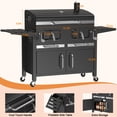thumbnail image 3 of SIXDAY Extra Large Charcoal Grill with Dual Adjustable Charcoal Trays, 3 Enamel Cooking Grates, Chrome Warming Rack, 4 Wheels & Foldable Side Tables, Outdoor BBQ Smoker, 3 of 7