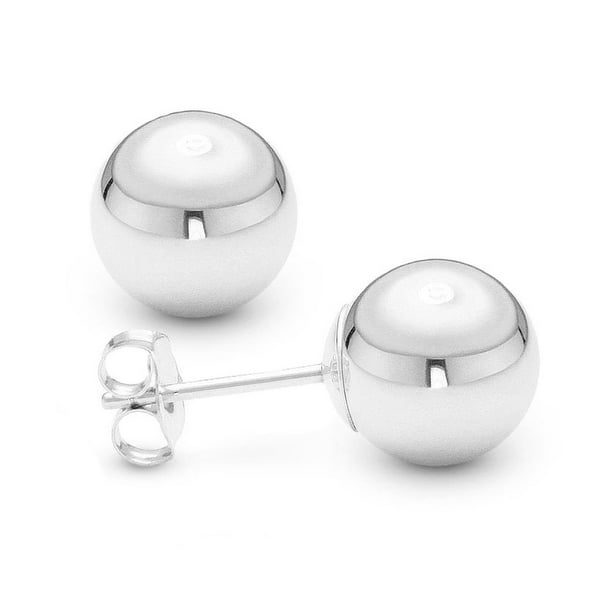 Jewelry Affairs - 14K White Gold Ball Stud Earrings - Walmart.com