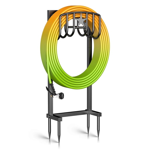 OLV Garden Hose Holder Heavy-Duty Freestanding Metal Stand,Holds 150FT Hose,Stable 4-Spike Base