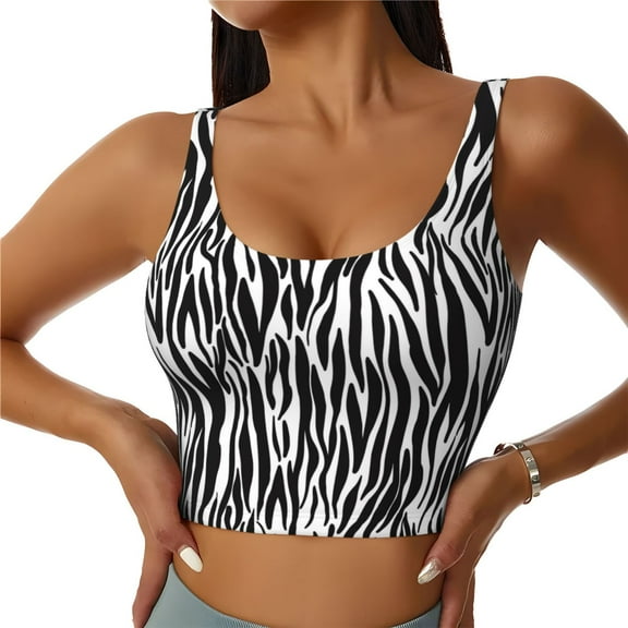 Fuzoiu Zebra Print Women's Sports Vest,U-Back Sports Tank,Gym Vests,Athletic Sleeveless Shirts,Exercise Undershirts,Yoga, Gym, and Dance Wear-Small