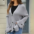 thumbnail image 2 of Fall Sweaters for Women 2025 Loose Fit V Neck Long Sleeve Solid Color Button Knit Sweater with Pockets Soft Relaxed Girls Cardigan, 2 of 5