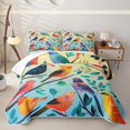 thumbnail image 2 of Manfei Cartoon Bird Twin Quilt Set, Watercolor Animal Twin Coverlet Set, Yellow Blue, 2pcs, 1 Bedspread and 1 Pillowcase, 2 of 7