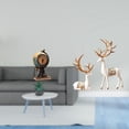 thumbnail image 2 of Reloj de mesa con figura de reno y globo terráqueo europeo moderno. Adorno coleccionable para estantería, oficina, chimenea, dormitorio o armario. Ide, 2 of 8