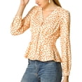 thumbnail image 2 of INSPIRE CHIC Women's Elegant Dots V Neck Smocked Ruffled Hem Peplum Top, 2 of 6