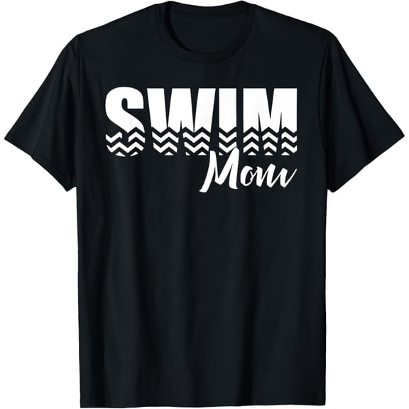 Retro Swim Mom T-Shirt Cute Swimming Mother Graphic Tee Funny Pool Side Apparel for Women