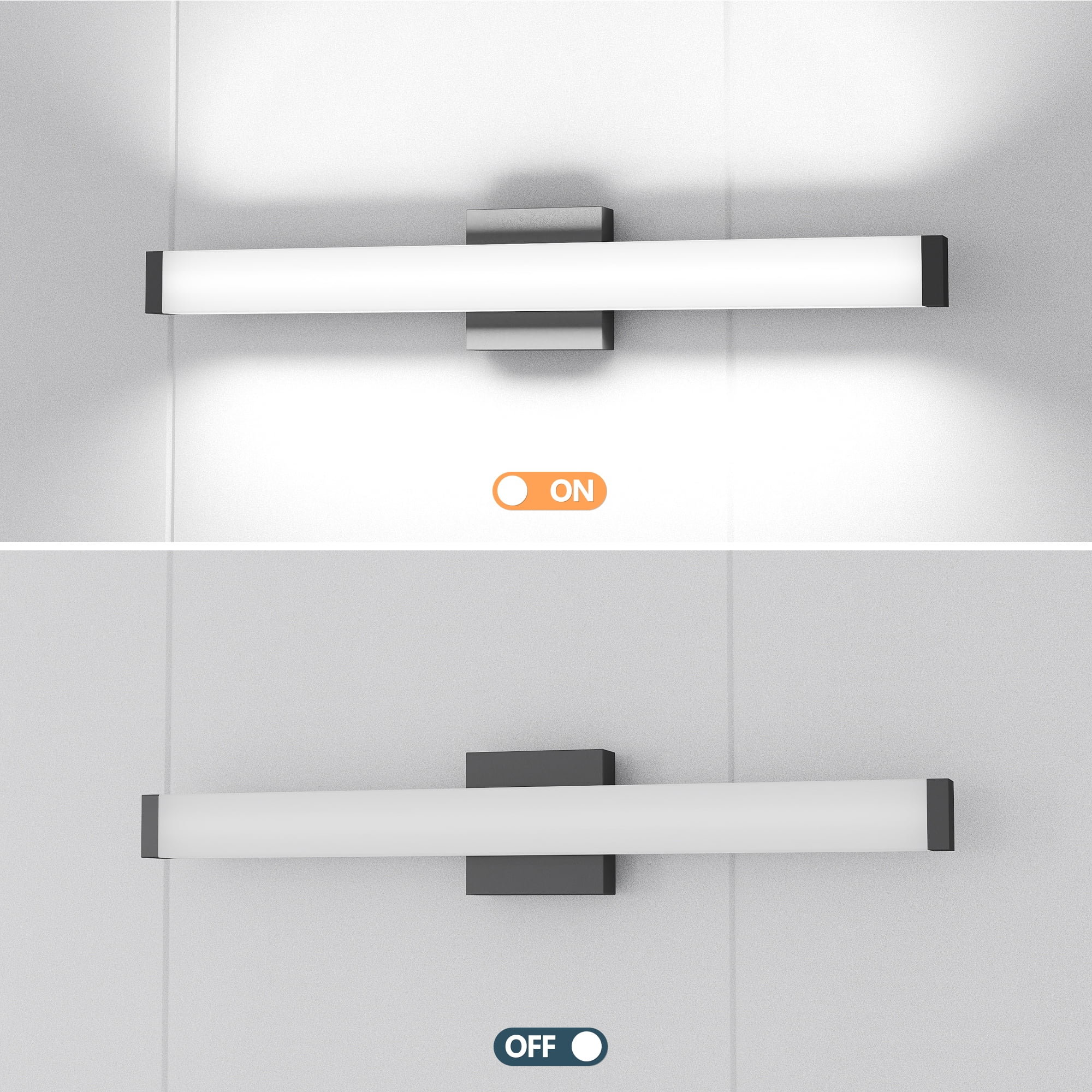 Bathroom Vanity Light Black 25 inch 14W LED Modern Lights for Bathroom Over Mirror Cool White 6000K Wall Mount
