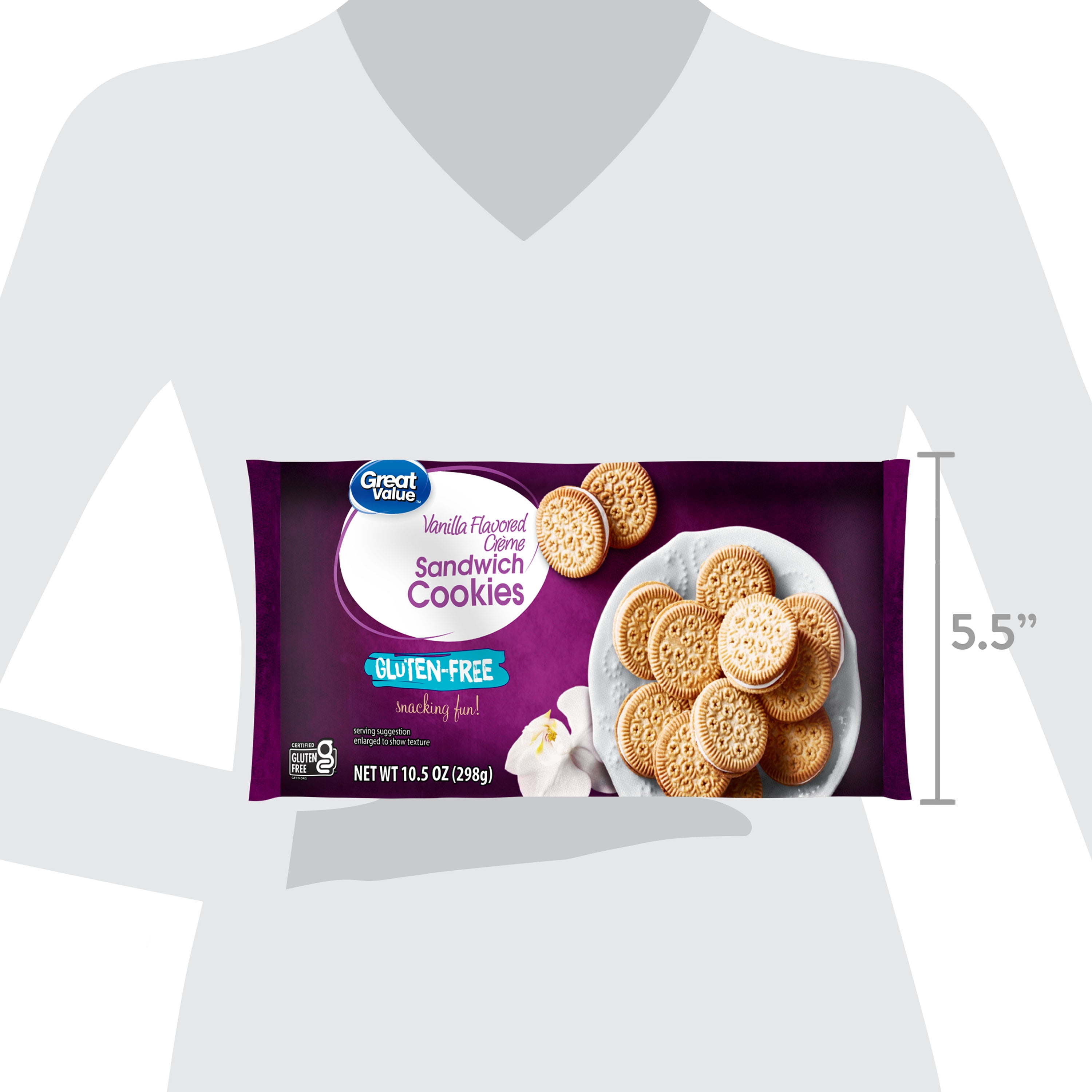 (6 pack) Great Value Gluten-Free Vanilla Crème Sandwich Cookies, 10.5 oz
