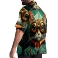 thumbnail image 3 of Retro Cat Men's Spread Collar Poplin Beach Shirts - Casual Printed Button Down Short Sleeve Summer Tops for Unisex, 3 of 6