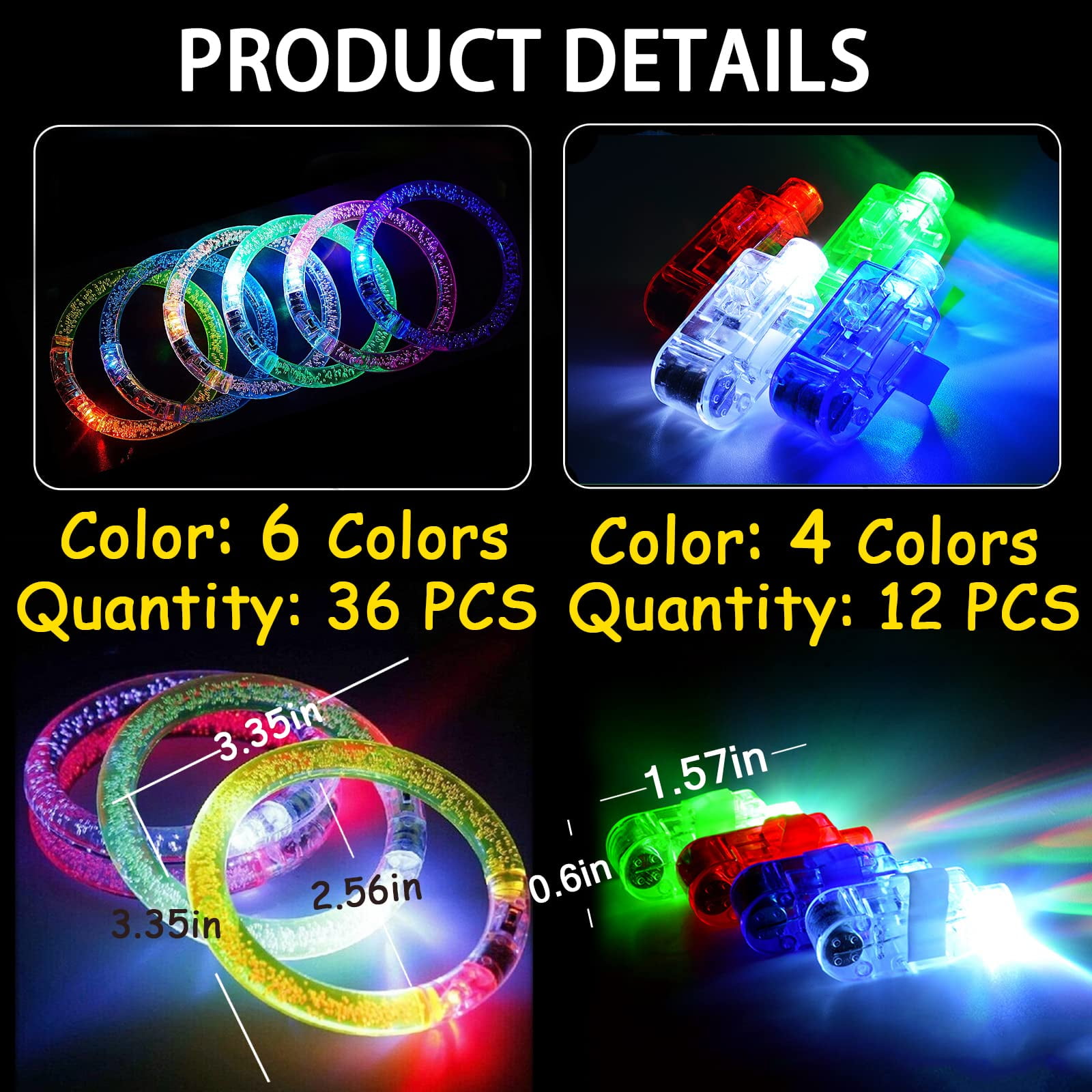36Pack Glow Sticks Bracelets,6 Color LED Bracelets Party Supplies for Kids and Adults Glow in The Dark, LED Bracelet Light Up Party Favors for