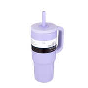 Mainstays 20 oz Double Wall Stainless Steel Tumbler with Straw Lid, Purple