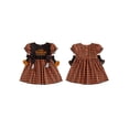 thumbnail image 2 of RUINIXCW Toddler Baby Girl Halloween Dress Outfit Little Baby Girl Summer Fall Plaid Dress Funny Ghost Pumpkin Bows Casual Short Sleeve A Line Dress, 2 of 9
