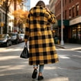 thumbnail image 4 of Edvintorg Womens Jackets Casual Plus Size Plaid Fleece Long Coat Long Sleeve Zip up Loose Hooded Outerwear Womens Clothes Yellow S-3XL, 4 of 7