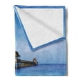 thumbnail image 2 of Dock Soft Flannel Fleece Throw Blanket, Naples Pier Paradise Beach at Ocean in Florida USA Sunny Tropical Destination, Cozy Plush for Indoor and Outdoor Use, 60" x 80", Azure Blue Umber, by Ambesonne, 2 of 5