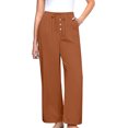 thumbnail image 2 of FNFYFH Clearance Ladies Casual Long Linen Trousers Loose Fit Solid Color Summer, 2 of 8